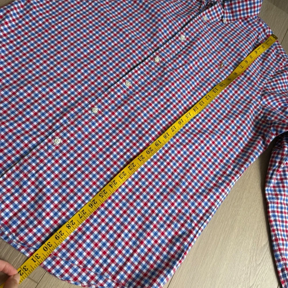Ralph Lauren Mens XL Classic Fit Gingham Button Down Shirt Red White Blue Pony - Picture 8 of 9